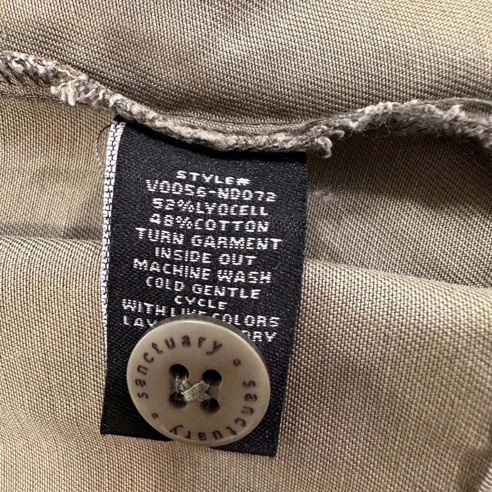 Sanctuary Utility Cargo Vest Womens Small Olive Green Drawstring Waist‎ Military